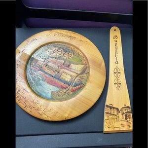 Bulgaria Wooden Decor Plate & Spatula Bundle